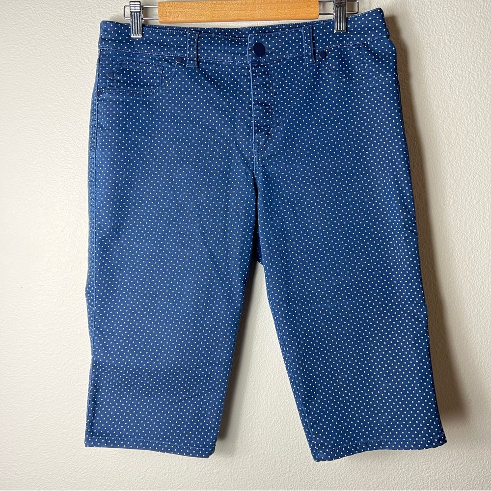 Christopher & Banks Blue Polka Dot Capri Shorts Size 8